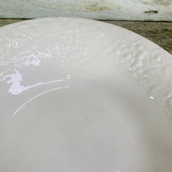 Gibson FOUR SEASONS All White Embossed Fruit Floral Rim Coupe Soup Bowl Set of 4 - Picture 16 of 16